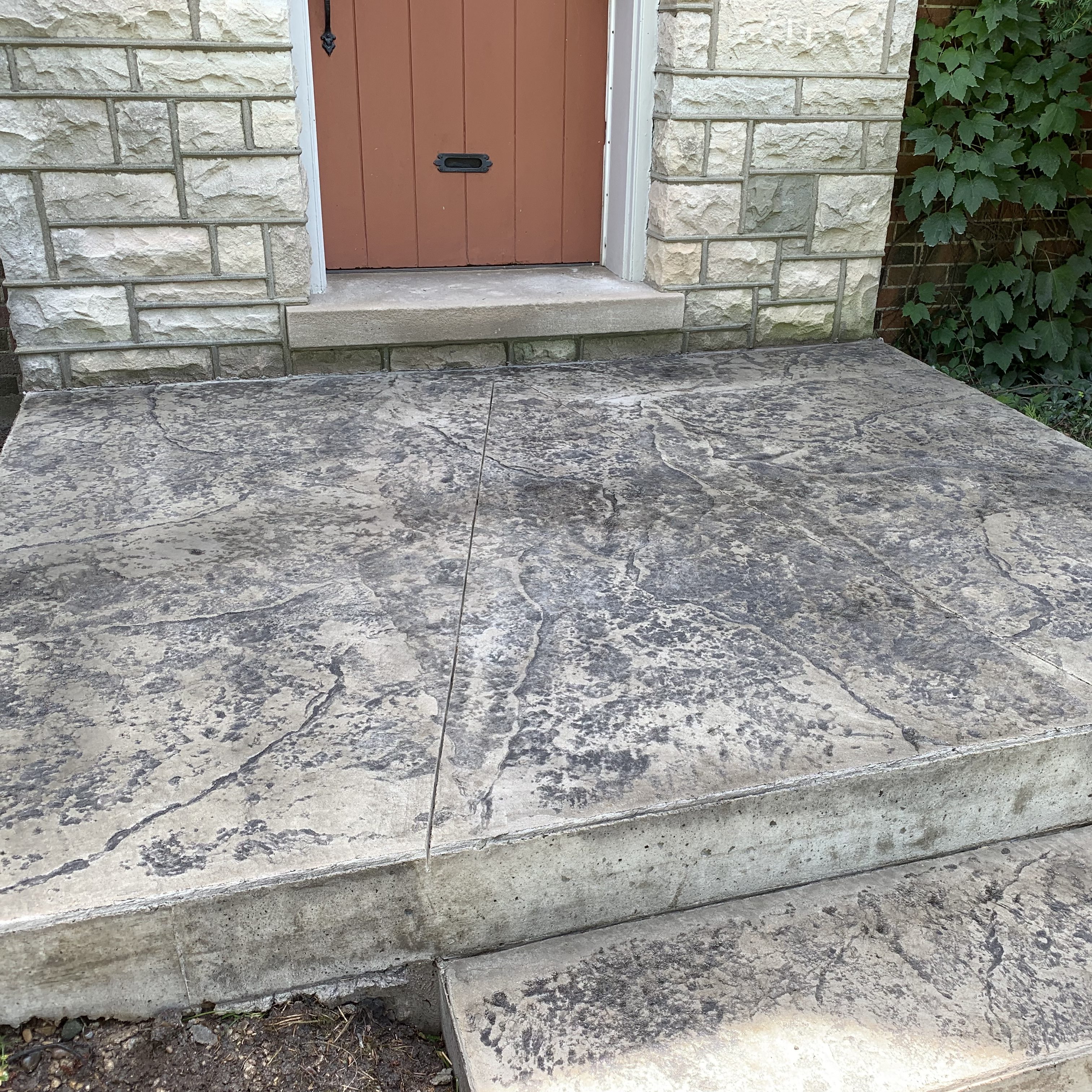 Rough Cut Stone Stamped Concrete Porch in London Ontario