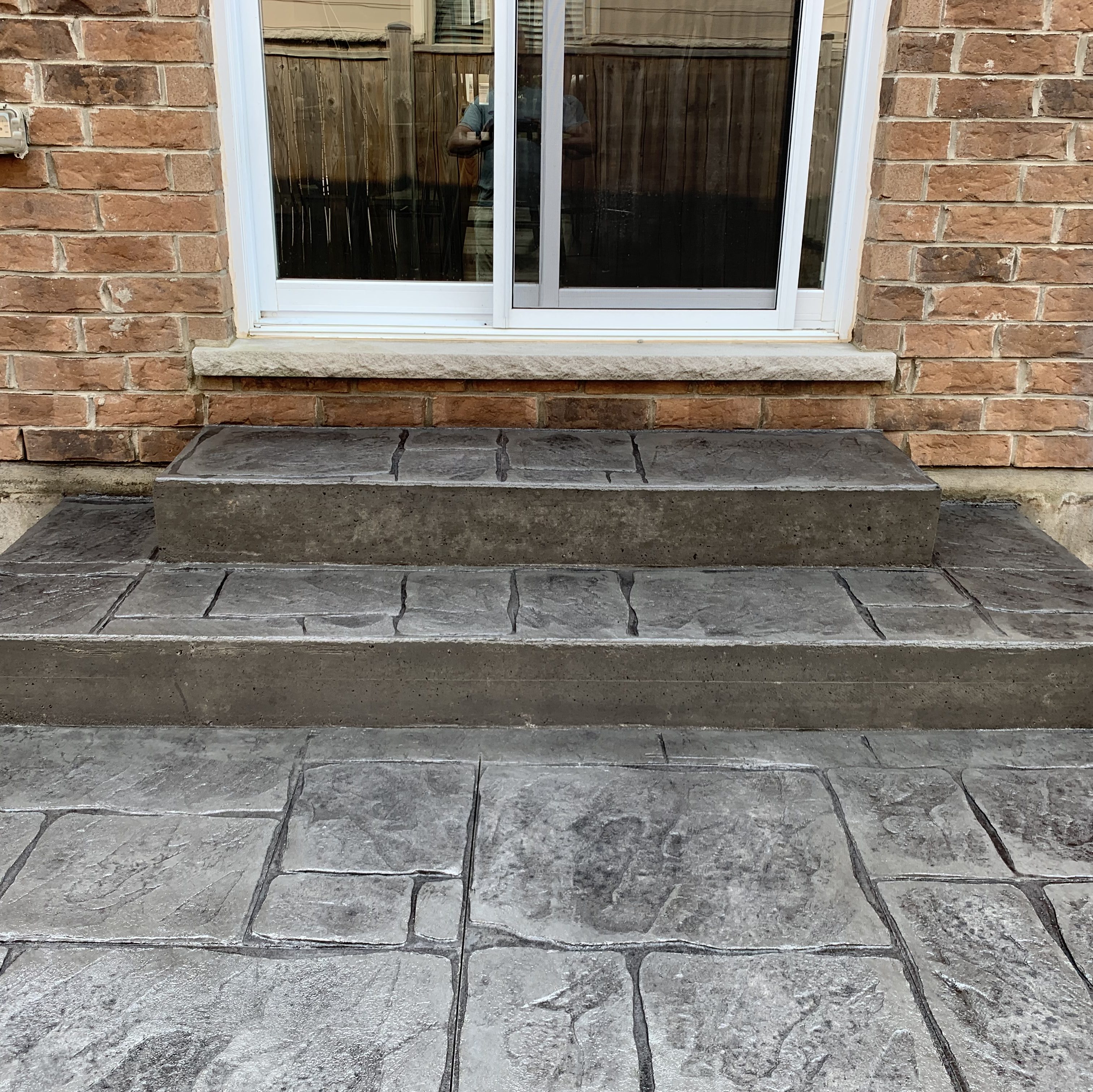 English Yorkstone Stamped Concrete Steps in Thorndale Ontario