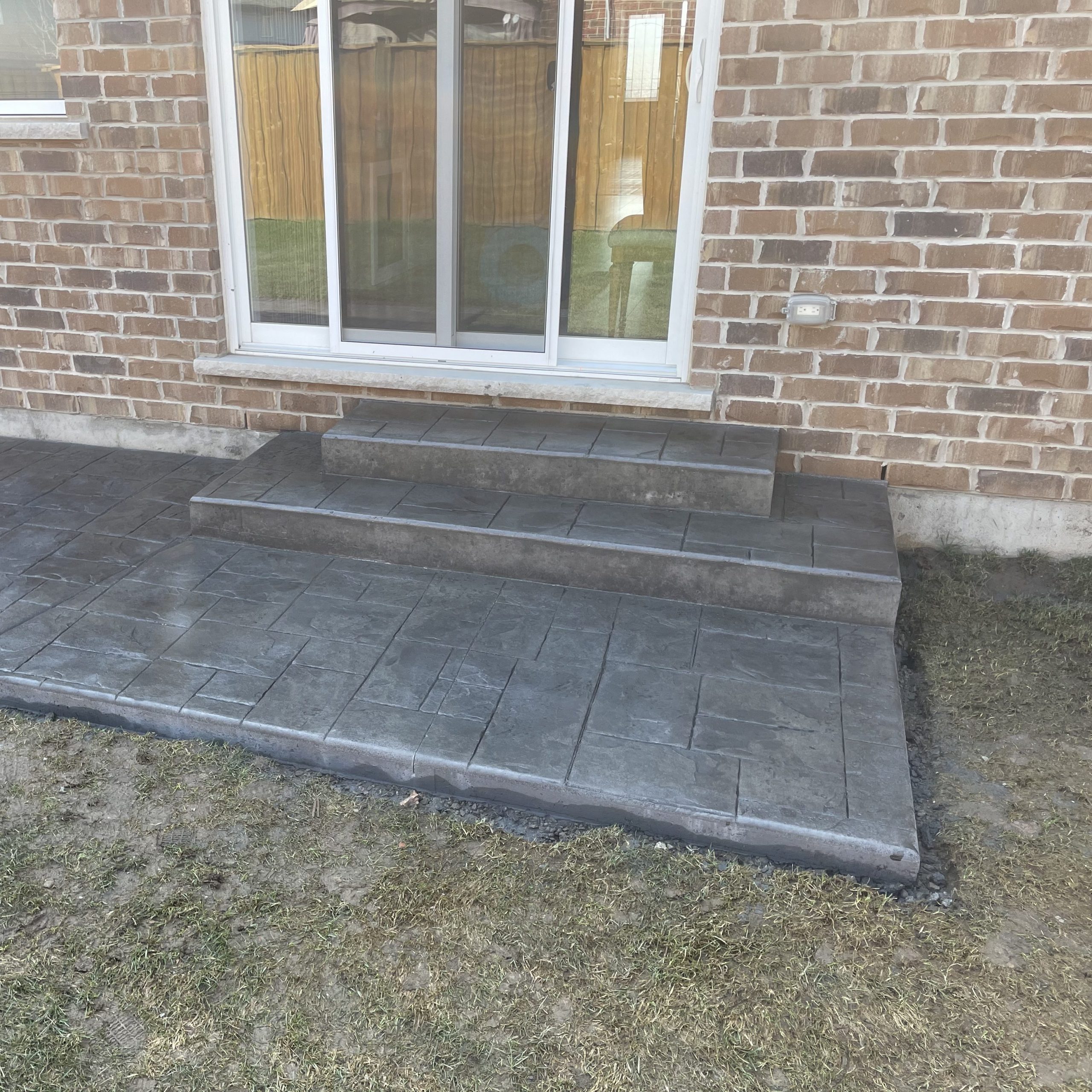 Small Ashlar Slate Stamped Concrete Steps in Woodstock Ontario