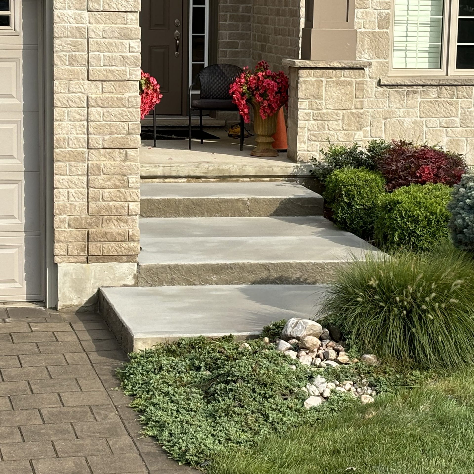 Brushed Concrete Steps with Moulded Faces in London Ontario