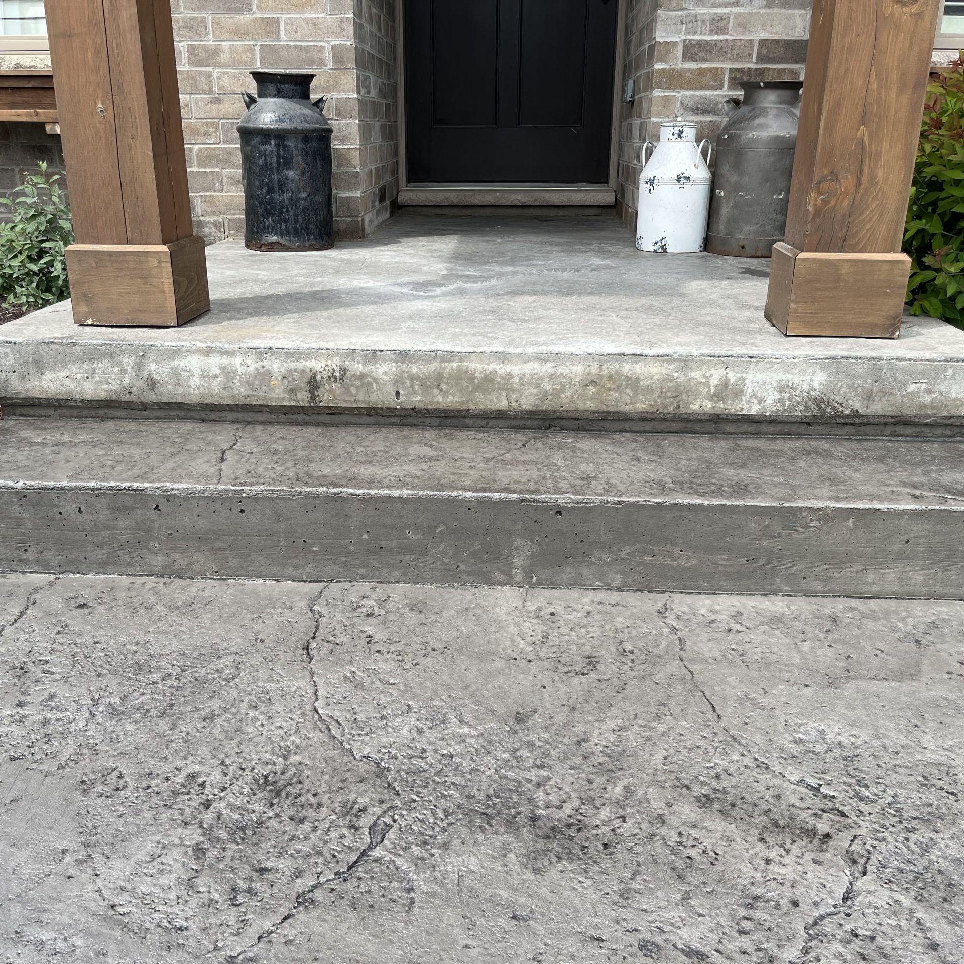 Rough Cut Stone Stamped Concrete Step in Lucan Ontario
