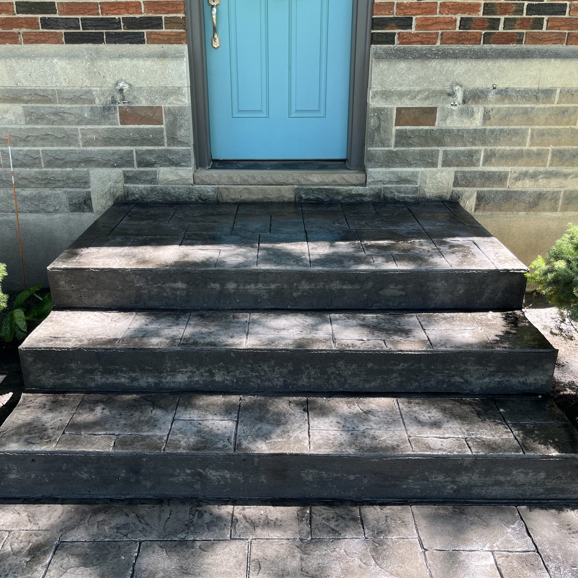 Small Ashlar Slate Stamped Concrete Steps in London Ontario