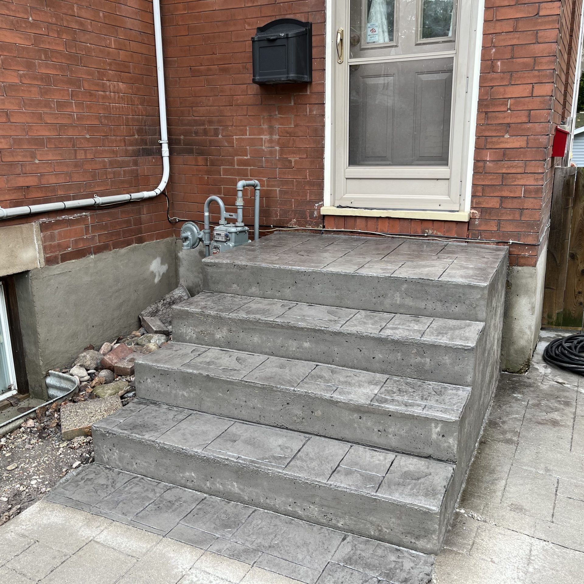 Small Ashlar Slate Stamped Concrete Steps in London Ontario