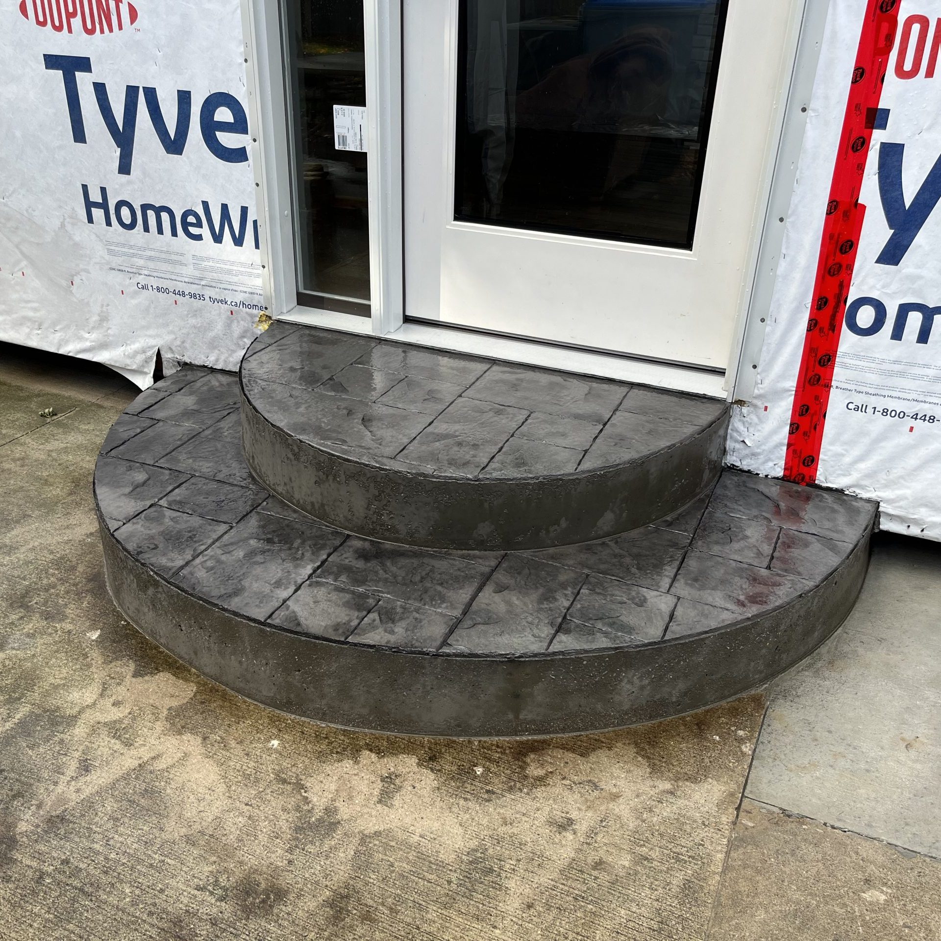 Small Ashlar Slate Stamped Concrete Steps in Strathroy Ontario