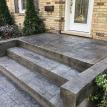 Small Ashlar Slate Stamped Concrete Porch with Block Border in London Ontario