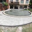 English Yorkstone Stamped Concrete Pool Deck with Border in London Ontario